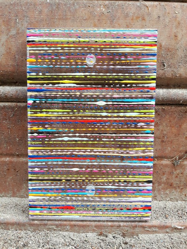 Coloured lines 17 2019, 20x13, Lack auf Plexiglas 